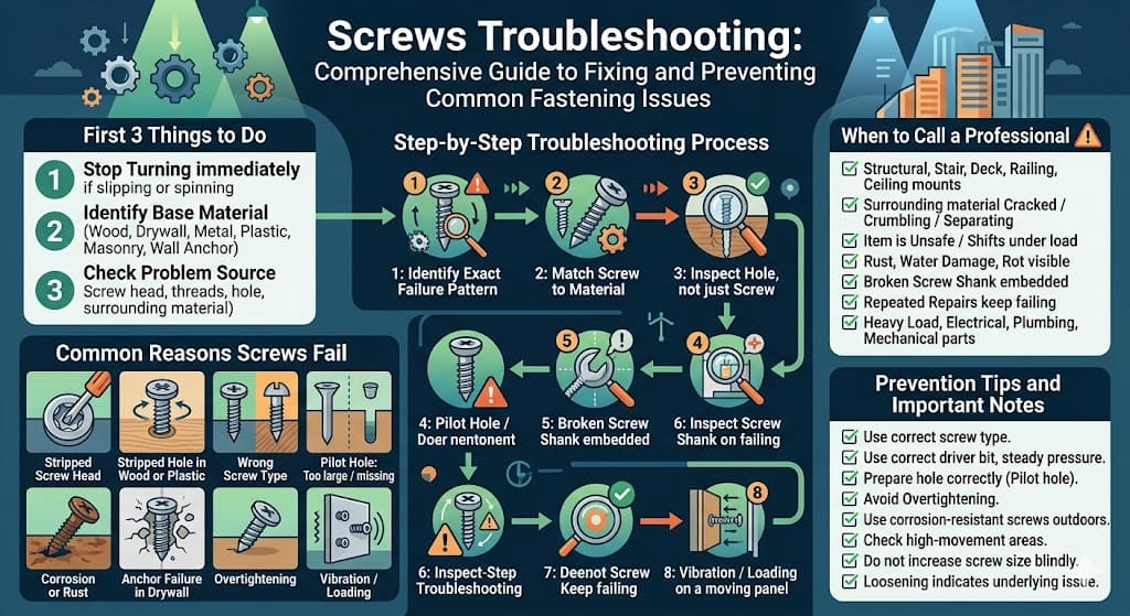 This article explains how to solve common screw-related issues, such as loose screws, stripped screw heads, and screws that fail to hold. If you're dealing with stubborn screws that keep spinning or loosening over time, this guide offers practical solutions and tips. From diagnosing the problem to knowing when to call in a professional, this article covers everything you need to know to troubleshoot screws and keep them secure. By understanding the various causes of screw failure and using the right techniques, you can extend the lifespan of your fasteners and avoid costly repairs.