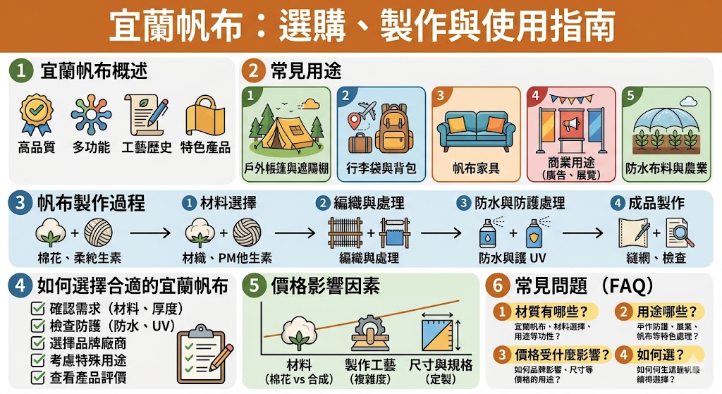宜蘭帆布作為當地知名的工藝材料，因其耐用性和多功能性而被廣泛應用於各種領域。無論是製作帳篷、遮陽棚，還是用於戶外活動的背包與行李袋，宜蘭帆布都以其優異的性能而著稱。本文將介紹如何選擇適合的宜蘭帆布、其製作過程以及常見的應用，幫助您在購買與使用過程中做出明智的決策。探索宜蘭帆布如何提升您的日常生活與戶外活動體驗。